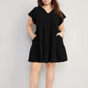 Old Navy Black Tiered Tied Back Dress Size Small